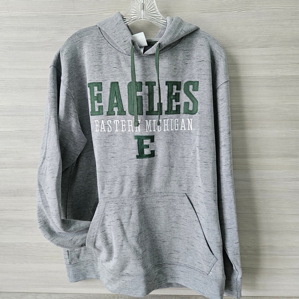 Champion Eastern Michigan Eagles‎ Hoodie Mens Large Grey Space Dye Sweatshirt